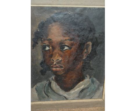 Desmond Harmsworth, oil on canvas, head and shoulder portrait of Janie, inscribed verso, 9ins x 7ins, framed