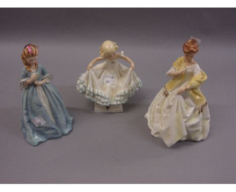 Group of three Royal Worcester figures, Masquerade 3360, Sweet Anne and First Dance, modelled by Doughty