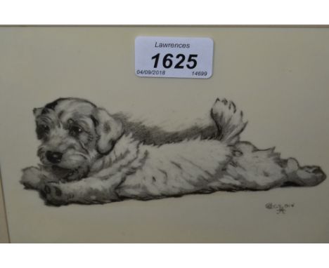 Cecil Aldin, signed ink and grey wash with scratching out on ivorine, portrait of a dog   CONDITION REPORT  The image is abou