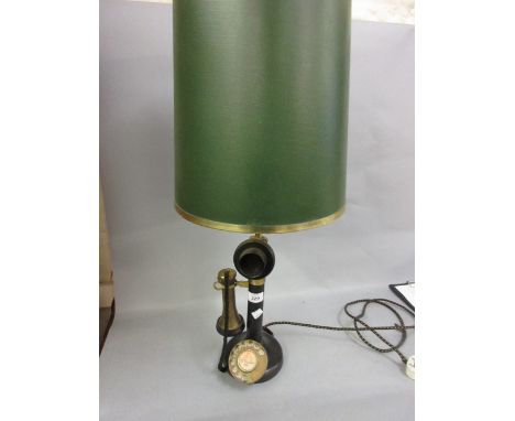 Early 20th Century stick telephone converted for use as a table lamp