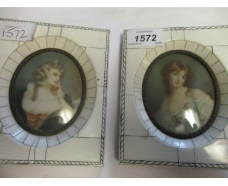 Pair of early 20th Century portrait miniatures after Old Masters in decorative bone frames