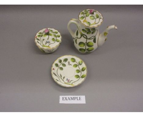 Royal Worcester The Blind Earl pattern part dinner, tea and coffee service comprising:  three coffee pots, three coffee cups,