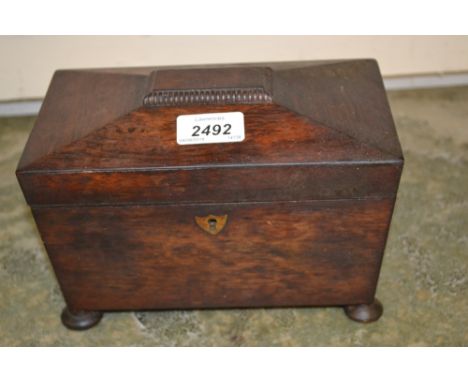 19th Century rosewood two division tea caddy together with a mahogany three drawer haberdashery cabinet