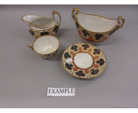 Worcester Barr Flight and Barr part tea service decorated in Imari colours comprising: a cream jug, sucrier, slops bowl, two 