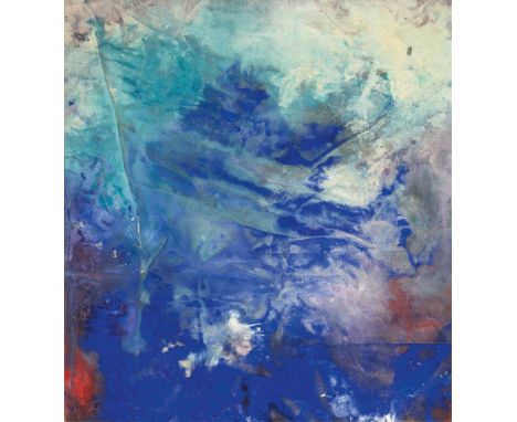 (See English version below)Fred Thieler (Königsberg 1916 – 1999 Berlin ). „H-K-V/84 (Über landschaftlichem Blau)“. 1984Öl auf