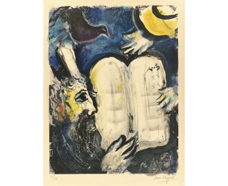 (See English version below)Marc Chagall (Witebsk 1887 – 1985 Saint-Paul-de-Vence). „Moïse et les tables de la loi“. 1962Farbl