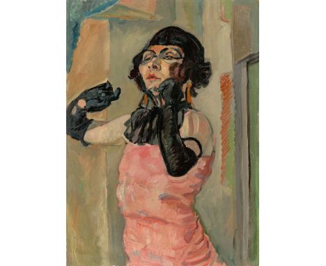 (See English version below)Georg Tappert (1880 – Berlin – 1957). „Rosa Chansonette I (Mit schwarzen Handschuhen)“. Um 1922Öl 