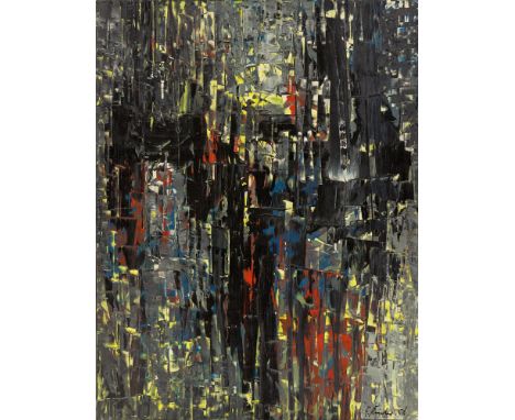 (See English version below)Fred Thieler (Königsberg 1916 – 1999 Berlin ). „R.G-B-4/58“. 1958Mischtechnik auf Papier, auf Lein