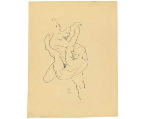 (See English version below)Jean Cocteau (Maisons-Lafitte 1889 – 1963 Milly-la-Fôret). „La lutte“. 1957Bleistift auf Pauspapie