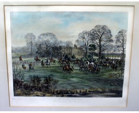 A SET OF FOUR HUNTING PRINTS after G.D. Giles, signed in pencil and inscribed in the margin, each 48cm x 57.5cm (4)