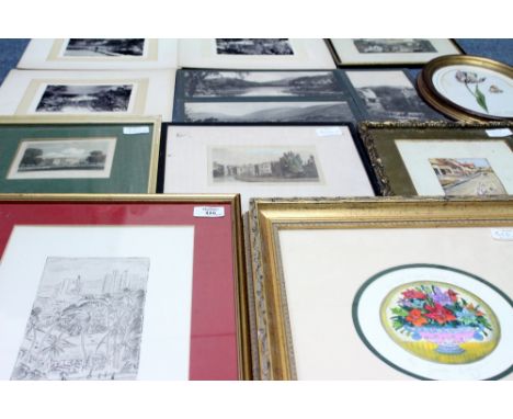 A GROUP OF DECORATIVE PICTURES, PHOTOGRAPHS AND PRINTS to include Edwardian photographs of North Wales, three mounted but unf