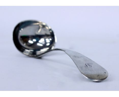 A 19TH CENTURY PROVINCIAL SCOTTISH WHITE METAL TODDY LADLE by Donald Fraser, 15cm in length