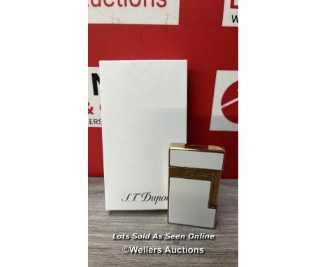 S.T. DUPONT LIGHTER SLIMMY WHITE/GOLDEN / APPEARS TO BE NEW / RRP: £275 / H3