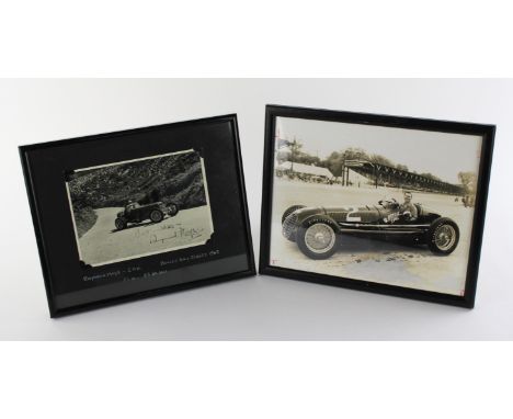 Vintage black framed Motorsport Racing picture signed by Raymond Mays and Auto Racing 1939 picture.    Please note this lot h