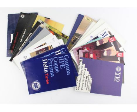 A large collection of 28 vintage Lancia sales brochures.  To include New Lancia Delta HF integrale, Lancia Delta Deal, Lancia