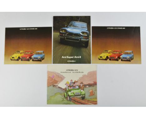 A collection of 4 vintage Citroen brochures. To include  2 Citroen 2CV Dyane AMI, Citroen 2CV its more than a car and Ami Sup