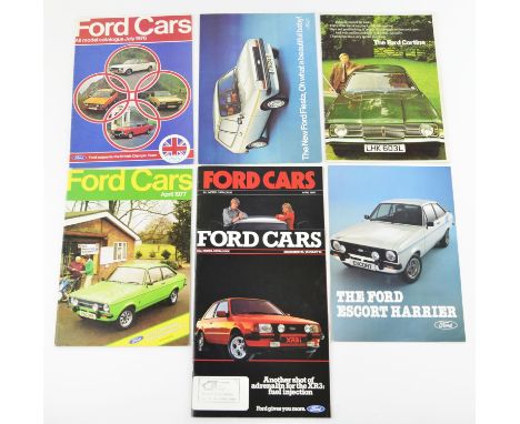 A collection of 6 vintage Ford sales brochures.  To include The Ford Cortina, The Ford Escort Harrier, The new Ford Fiesta, F