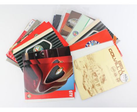 A large collection of 24x vintage rare Alfa Romeo car brochures. To include Alfa Romeo Alfasud, Alfa Romeo 2000 GT/ Spider Ve