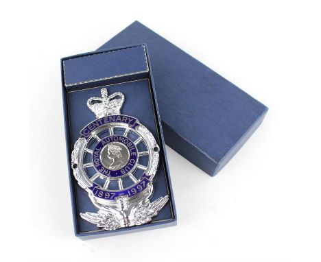 A The Royal Automobile Club Centenary 1897-1997 car badge by Toye Kenning & Spencer London.    Please note this lot has the s