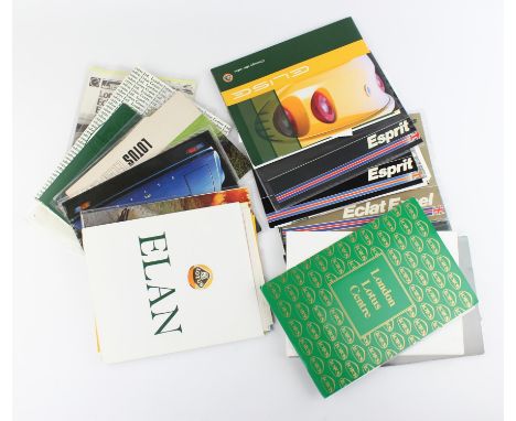 A large collection of vintage 16 Lotus brochures. To include 3 x Lotus Esprit, 2 x Lotus Excel, 2x Lotus Elise, Lotus Carlton