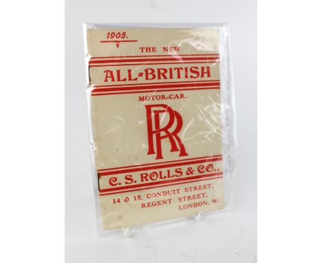 Rolls Royce - 1905 The New All British Motor Car C.S. Rolls & Co Manual booklet. 