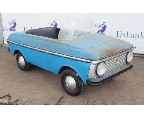 Vintage Moskvich Russian Blue Metal Pedal Car.  Circa 1970s. Please note this lot has the standard Ewbank's standard buyers p