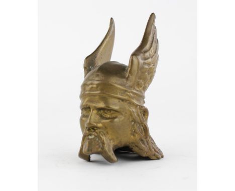 Vintage Rover brass Viking car mascot head.Please note this lot has the standard Ewbank's standard buyers premium payable on 