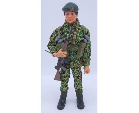 Palitoy Action Man vintage loose/unboxed Royal Marines Combat Figure, dark flock hair, gripping hands, eagle eyes, dynamic bo