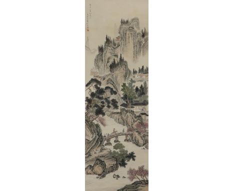 LU XIAOMAN (1903-65) LANDSCAPE A Chinese scroll painting, ink and colour on paper, inscribed and dated the summer of the ding