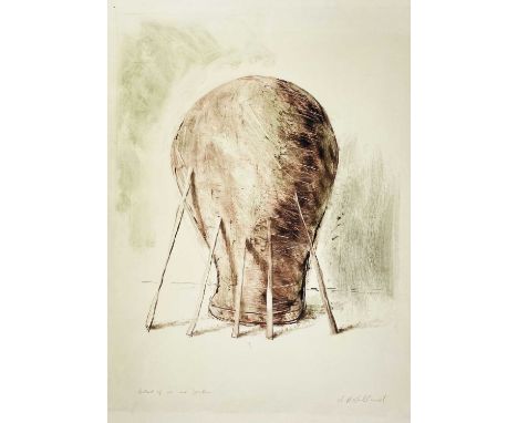 ‡ HARRY HOLLAND (Welsh, b. 1941) coloured print - entitled 'Portrait of an Art Dealer' (a bag of air), signed and titled in p
