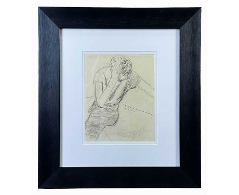 ‡ WILL ROBERTS pencil on paper - untitled, pencil sketch half-portrait, signed, 25 x 19.5cmsProvenance: private collection, c