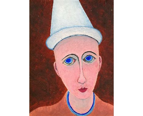 ‡ JACK JONES oil on board - untitled, portrait of a pierrot clown, unsigned, 19.5 x 14.5cmsProvenance: private collection, co