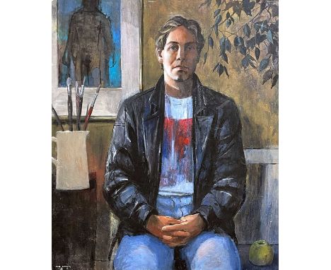 ‡ NEIL CANNING oil on board - entitled 'The Sitter' on National Portrait Gallery label (separate, retained with us), signed, 