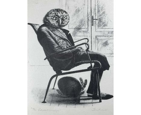 ‡ JOHN ROBERTS monochrome print – entitled ‘The Reluctant Concierge’, signed, 48.5 x 40cmsProvenance: private collection, con
