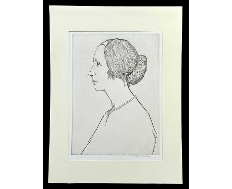 ‡ EDGAR HOLLOWAY engraving - entitled 'Portrait of Mary Clinton', signed and dated 1992, 30 x 21.5cmsProvenance: private coll