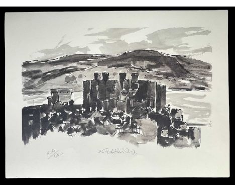 ‡ SIR KYFFIN WILLIAMS RA limited edition (436/500) print - untitled, Conwy castle, signed fully in pencil, 49 x 66cmsProvenan
