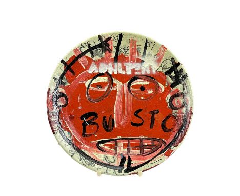 NEALE HOWELLS acrylic on ceramic - entitled 'Busto', signed and dated verso 2023, 20cms diameterProvenance: direct from artis