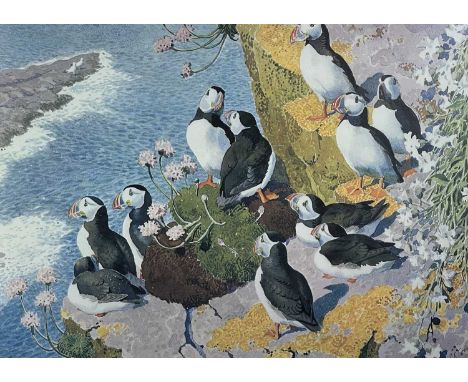 CHARLES FREDERICK TUNNICLIFFE limited edition (70/350) print – puffins, published by The Tyron Gallery Ltd, 1984, 36 x 48cmsP