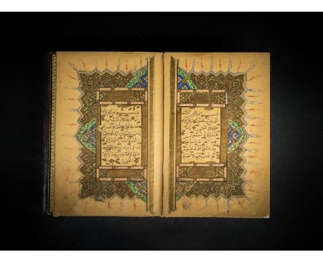 Islamic Art. Ottoman Qur'an dated 1280 AH (1863 AD). Arabic manuscript on paper. Composed of 298 folios each containing 15 li
