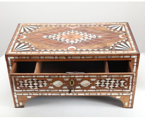 Islamic Art. A wooden scribe chest with mother-of-pearl floral and geometrical pattern inlays  Ottoman Empire, 18th century .