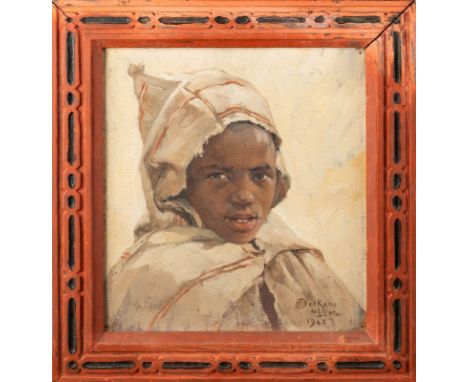 Islamic Art. Emile Deckers (1885-1968) Portrait of a boy dated 1943 Oil on canvas. Signed and dated lower right . Cm 24,00 x 