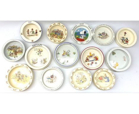 A group of fourteen baby plates, to include Bunnykins, Hammersley Wedgwood, Mason's and other examples.  - Condition Report 