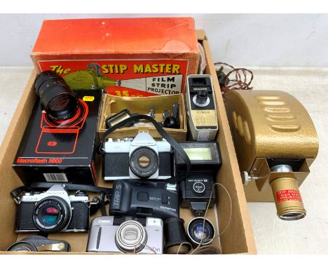  A selection of assorted cameras, to include a Pentax ME Super, a Mamiya/Sekor, a Cine camera, plus various lenses and other 