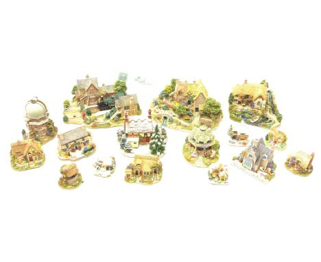 A group of sixteen boxed Lilliput Lane cottages, comprising Pastures New, Full Steam, The Old Mill at Dunster, Frosty Morning