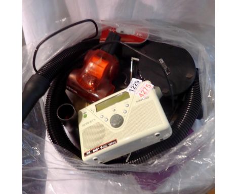 Assorted homeware and electronics, Roberts solar digital radio, vacuum cleaner attachments for hoover and Bosch cleaners, ind