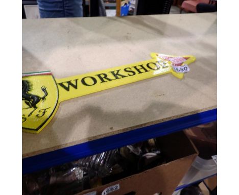 Cast iron Ferrari workshop arrow. L: 45 cm. UK P&amp;P Group 2 (£20+VAT for the first lot and £4+VAT for subsequent lots) 