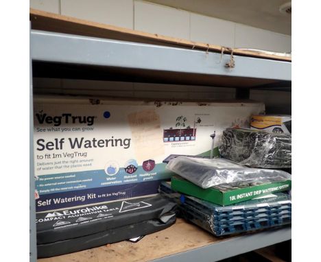 Mixed gardening items, including a boxed Veg Trug self watering kit. Not available for in-house P&amp;P