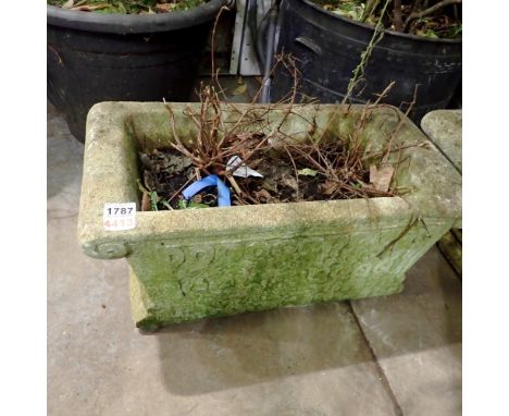 Reconstituted stone trough 64 x 34 x 34cm. Not available for in-house P&amp;P 