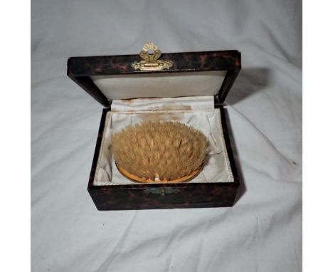 Engine turned enamel lidded brush, boxed. UK P&amp;P Group 1 (£16+VAT for the first lot and £2+VAT for subsequent lots)