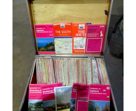 Large hard backed briefcase containing numerous Ordnance Survey maps. Not available for in-house P&amp;P 